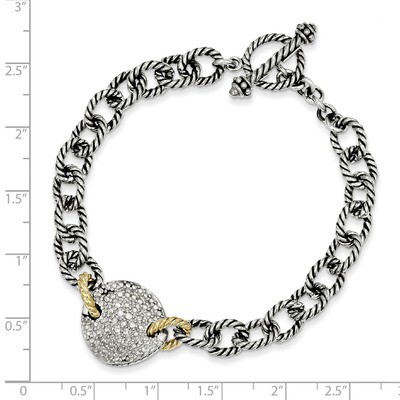 .035ct. Diamond 7.5 Inch Link Bracelet Sterling Silver &amp; 14k Gold QTC447, MPN: QTC447, 883957503295