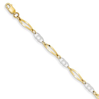 7in Polished Fancy Link Bracelet 7 Inch 14k Two-Tone Gold SF552-7, MPN: SF552-7, 886774564968