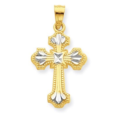 Diamond-Cut Cross Pendant 10K Gold &amp; Rhodium 10C1122, MPN: 10C1122, 886774019857