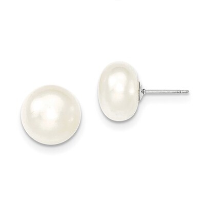 12-13mm White Freshwater Cultured Button Pearl Stud Earrings Sterling Silver QE12698, MPN: QE12698,…