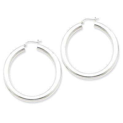 5.00mm Polished Hoop Earrings Sterling Silver Rhodium-plated QE4409, MPN: QE4409, 883957930299