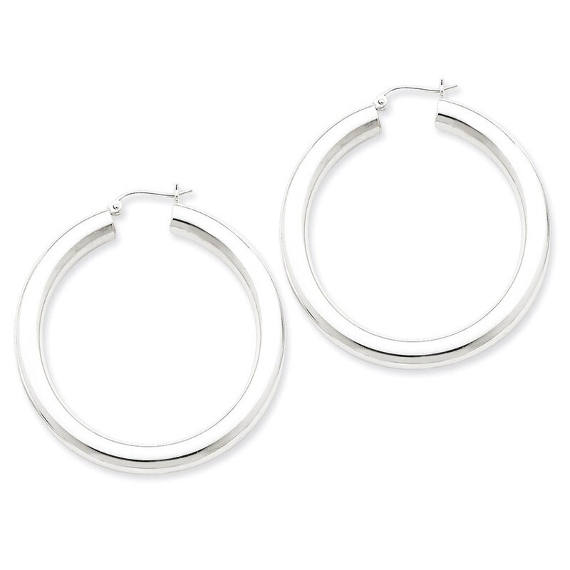 5.00mm Polished Hoop Earrings Sterling Silver Rhodium-plated QE4409, MPN: QE4409, 883957930299