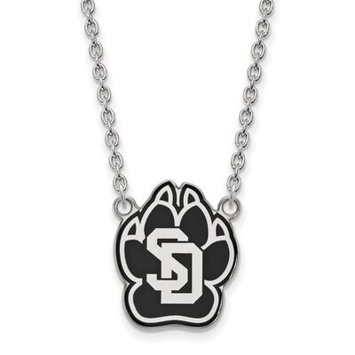 University of South Dakota Large Enamel Pendant with Chain Necklace Sterling Silver SS012USD-18, MP…