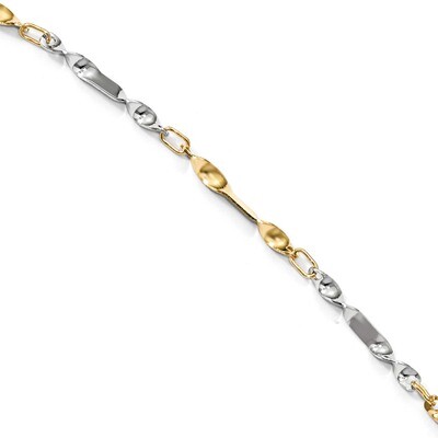 Leslie&#39;s Twisted Link Anklet 10 Inch 14k Two-tone Gold Polished HB-LF824-10, MPN: LF824-10, 1911017…