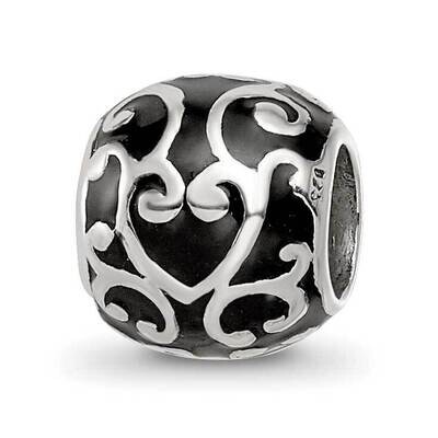 Enamel Swirly Hearts Pattern Bead Sterling Silver QRS4245, MPN: QRS4245,