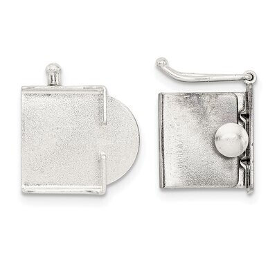 13 x 11.6mm Push Button Box Clasp Sterling Silver SS3627, MPN: SS3627,