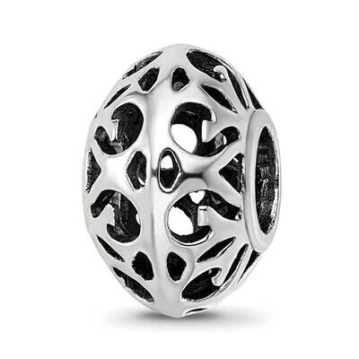 Antiqued Hollow Pattern Bead Sterling Silver QRS4071, MPN: QRS4071,