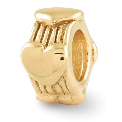 Gold-plated Heart Bead - Sterling Silver QRS192GP, MPN: QRS192GP, 883957465845