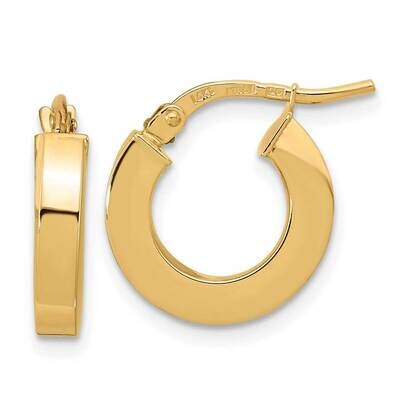 3mm Square Tube Hoop Earrings 14k Gold Polished TF1965, MPN: TF1965, 191101785887