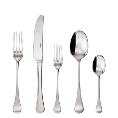 Sambonet queen anne 5 piece place setting solid handle - silverplated on 18/10 stainless steel, MPN…