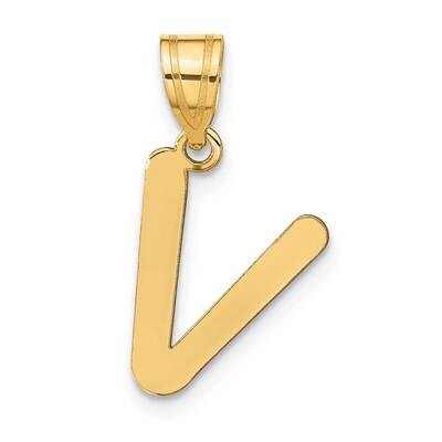 Bubble Letter V Initial Pendant 14k Gold Polished YC1441V, MPN: YC1441V, 196904085882