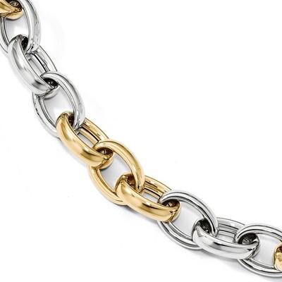 Leslie&#39;s Fancy Link 8.25 Inch with 0.75 inch Extender Bracelet 8.25 Inch 14k Two-tone Gold Polished…