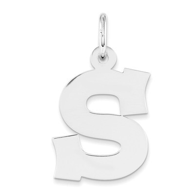 Block Initial S Charm Sterling Silver Medium QC5095S, MPN: QC5095S, 191101182525