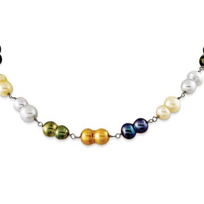 Sterling SilverTwin 9.5-10mm FW Cultured Pearl Neck Sterling Silver QH3047-18