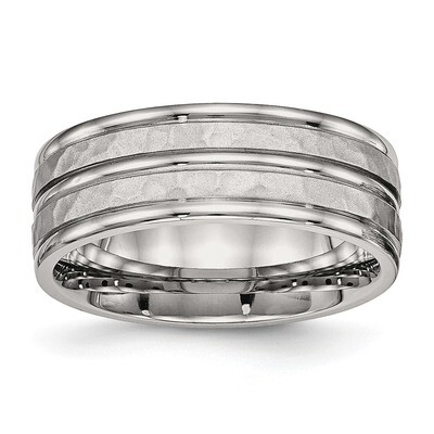 Hammered and Grooved 8.00mm Band Stainless Steel Polished SR529, MPN: SR529, 886774391601