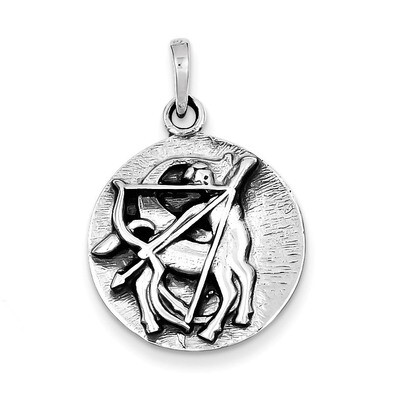 Antique Finish Sagittarius Horoscope Pendant Sterling Silver Polished QC7420, MPN: QC7420, 88395702…