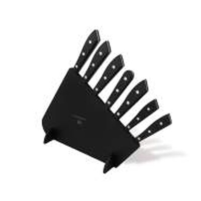 Berti Compendio Set Of 7 Black Lucite Block Polished Blade Knife Black Lucite Handle 8564