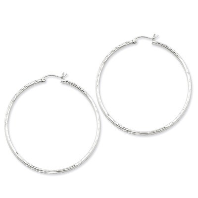 2.00mm Diamond Cut Hoop Earrings Sterling Silver Rhodium-plated QE4466, MPN: QE4466, 883957930855