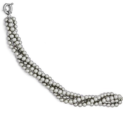 4 Row 4-5Mm Grey Shell Bead Twisted Bracelet Sterling Silver QMJB440G-7.5, MPN: QMJB440G-7.5, 88677…