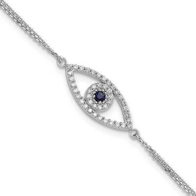 2 Strand Sapphire/AAA Diamond Evil Eye with 1in Ext. Bracelet 14k White Gold XB315WS/AAA, MPN: XB31…