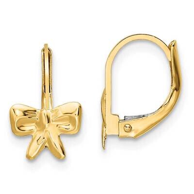 Bow Leverback Earrings 14k Gold Polished GK1147 by Madi K, MPN: GK1147, 883957975962