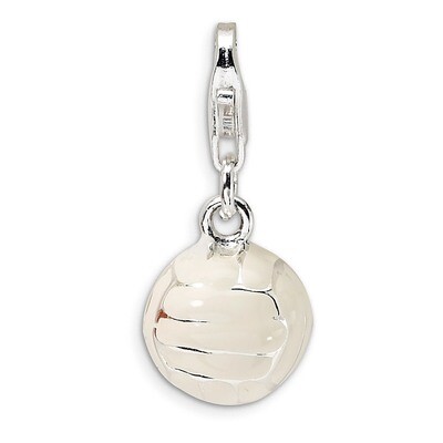 3-D Enameled Volleyball Charm Sterling Silver QCC304 by Amore La Vita, MPN: QCC304, 883957332611