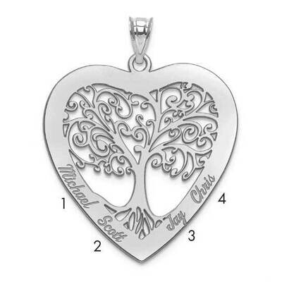 Laser Polished Family Tree Heart Pendant Sterling Silver Rhodium-plated XNA668SS, MPN: XNA668SS,
