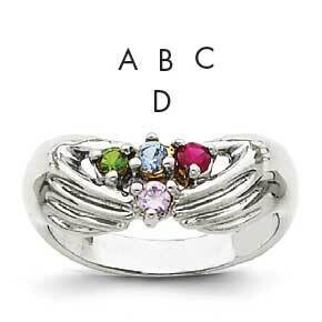 4 Synthetic Stone Family Ring 14k White Gold XMRW51/4SY, MPN: XMRW51_4--6, 883957165325
