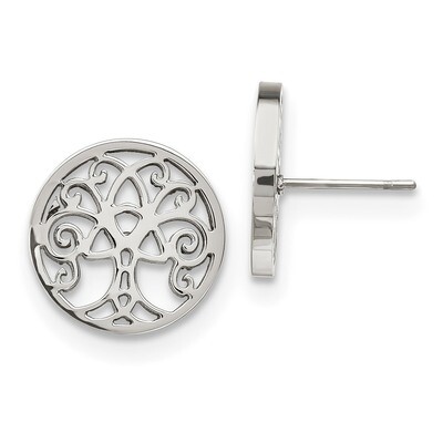 Tree of Life Post Earrings Stainless Steel Polished SRE1140 by Chisel, MPN: SRE1140, 191101854132