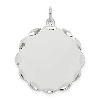 Engraveable Polished Front/Satin Back Disc Charm Sterling Silver Rhodium-plated QM412, MPN: QM412, …