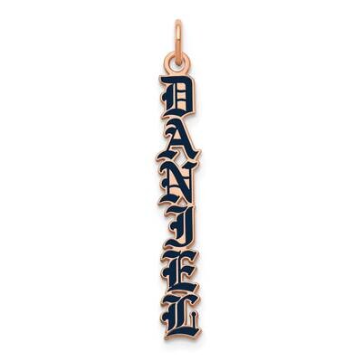 English Towne Font Vertical Name Plate with Epoxy Charm 14k Rose Gold XNA1173R, MPN: XNA1173R,