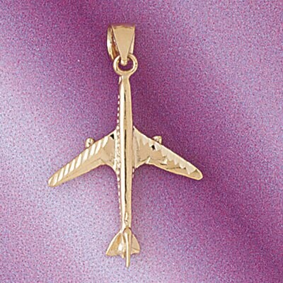 Dazzlers Jewelry Airplane Jet Pendant Necklace Charm Bracelet in Yellow, White or Rose Gold 4420, M…