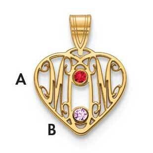 MOM in Heart with 2 Birthstones 14k Gold XNA886/2Y, MPN: XNA886/2Y,