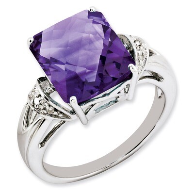 Amethyst &amp; Diamond Ring Sterling Silver QR2929AM, MPN: QR2929AM, 886774196961