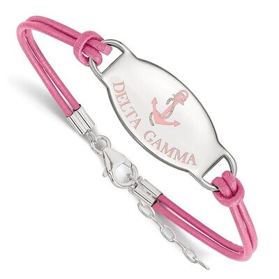 Delta Gamma Enameled Oval Leather Bracelet Sterling Silver SS018DG-7, MPN: SS018DG-7, 886774602721