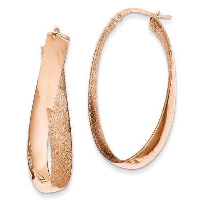 Twisted Hoop Earrings 14k Plated Rose Gold Satin &amp; Polished PRE591, MPN: PRE591, 883957326160