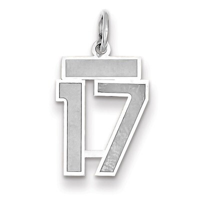 Number 17 Charm Small Satin 14k white Gold WSS17, MPN: WSS17, 883957071091