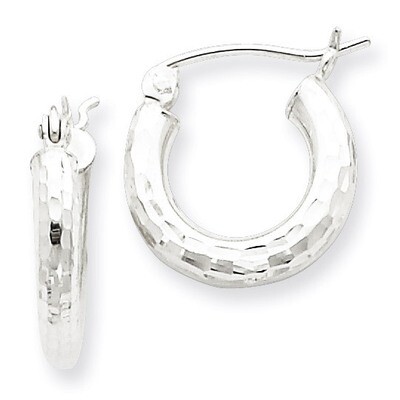 3.00mm Diamond-cut Hoop Earrings Sterling Silver Rhodium-plated QE3545, MPN: QE3545, 883957927299