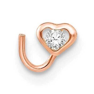Heart Nose Post 14k Rose Gold CZ Diamond BD148, MPN: BD148, 886774088266