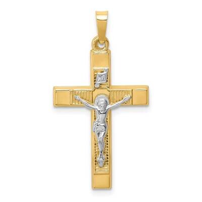 Hollow Polished Textured Latin Crucifix 14k Two-tone Gold XR1730, MPN: XR1730, 883957600710