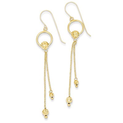 Diamond Cut Dangle Shepherd Hook Earrings 14k Gold TL861, MPN: TL861, 883957517384