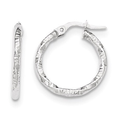 Hoop Earrings 14k White Gold Polished and Textured TH668, MPN: TH668, 191101364136