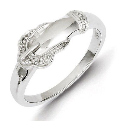 Buckle Ring Sterling Silver Rhodium-plated Diamond QR4898, MPN: QR4898, 883957407807