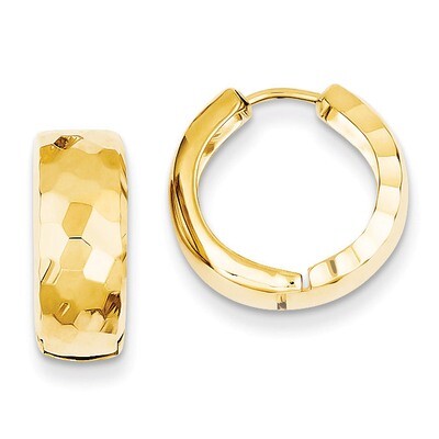 Faceted &amp; Polished Hinged 6mm Hoop Earrings 14k Gold H786, MPN: H786, 886774562049