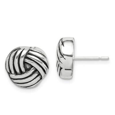 Knot Post Earrings Sterling Silver Antiqued QE14588, MPN: QE14588, 886774115504