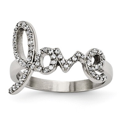 Polished Love With Czs Ring Stainless Steel SR383-6