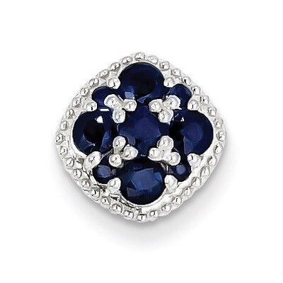 Sapphire Square Pendant Slide Sterling Silver Rhodium-plated QP2998S, MPN: QP2998S, 883957435923