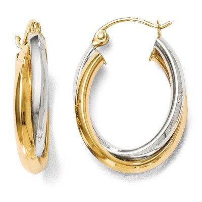 Leslie&#39;s Polished Hinged Hoop Earrings - 14k Gold Two-tone HB-23Q, MPN: 23Q, 883957024387