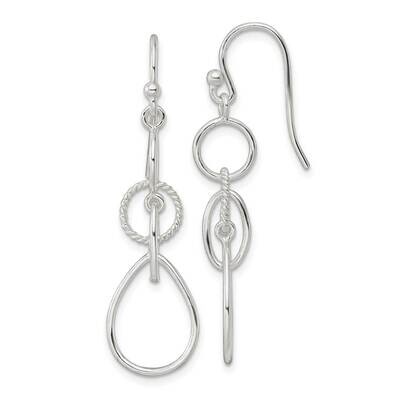 Circles and Teardrop Dangle Shepherd Hook Earrings Sterling Silver QE16077, MPN: QE16077, 196904151…