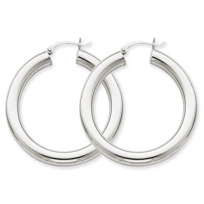 Polished 5mm Tube Hoop Earrings 14k White Gold T867, MPN: T867, 883957287164